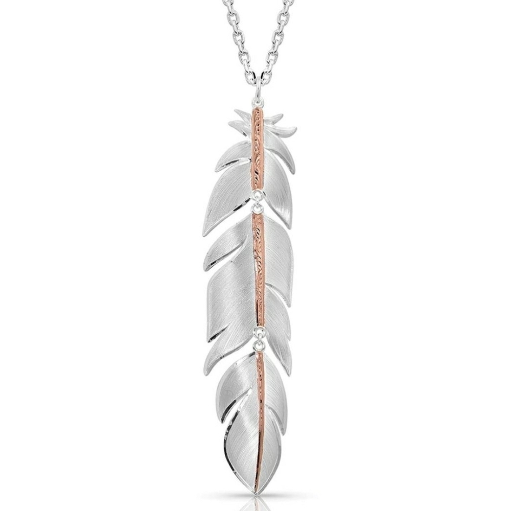 Montana Silversmiths Silver and Rose Gold Feather Necklace - Picture 6 of 6